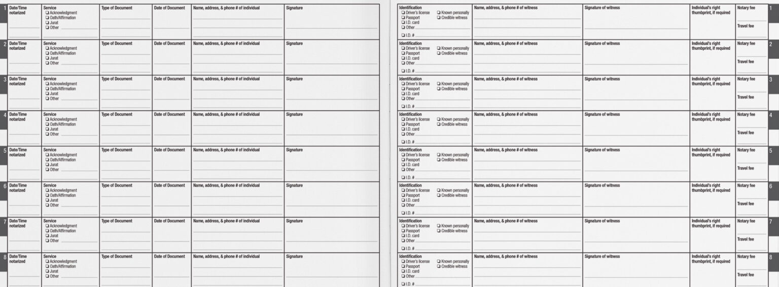 Nys Notary Journal Template